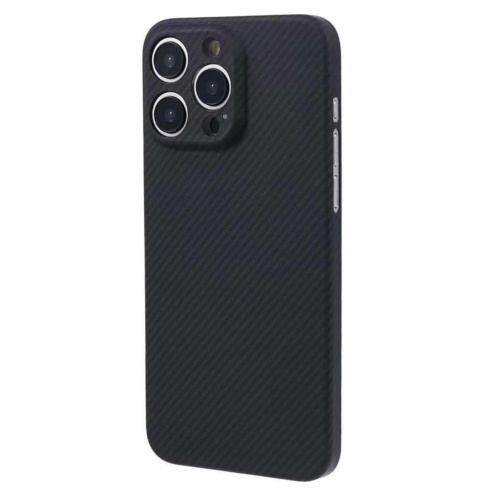For iPhone 15 Pro Max Cell Phone Cases Carbon Fiber Texture Aramid Fiber Magnetic Cover - Matte Black - 2