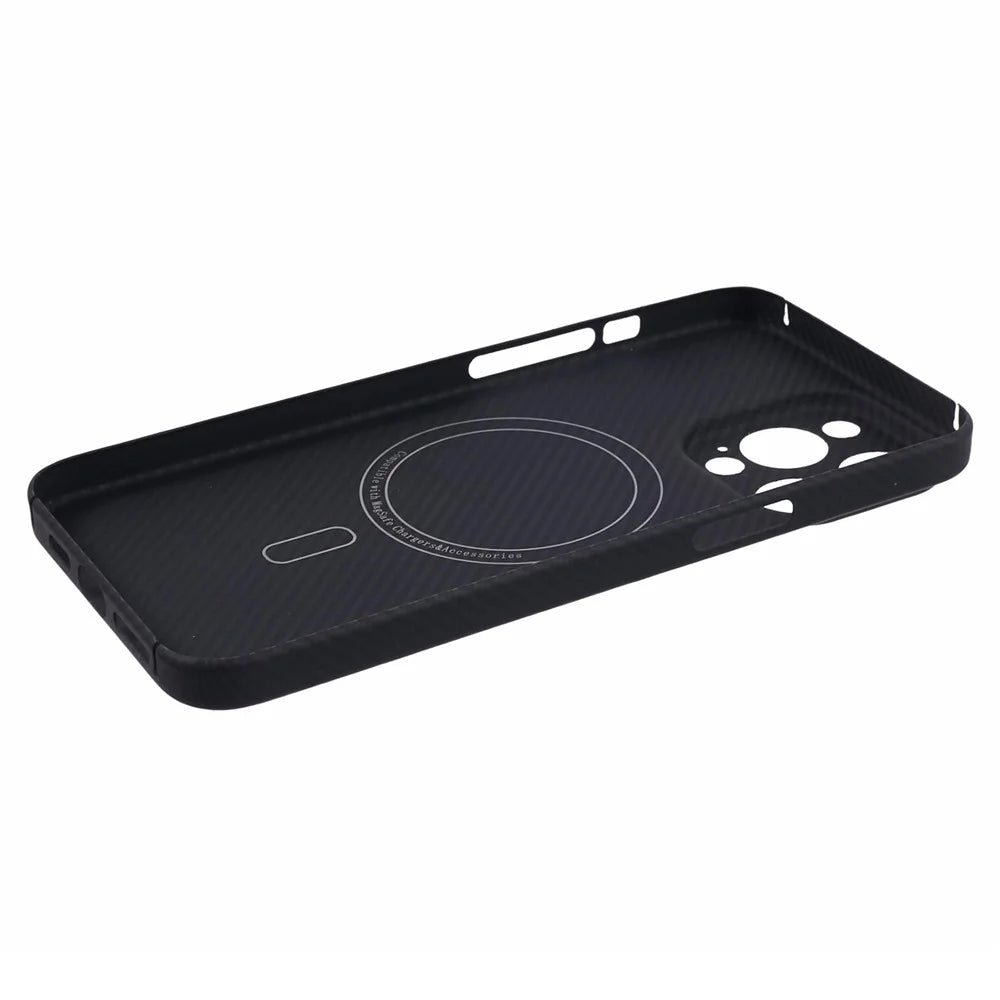 For iPhone 15 Pro Max Cell Phone Cases Carbon Fiber Texture Aramid Fiber Magnetic Cover - Matte Black - 6