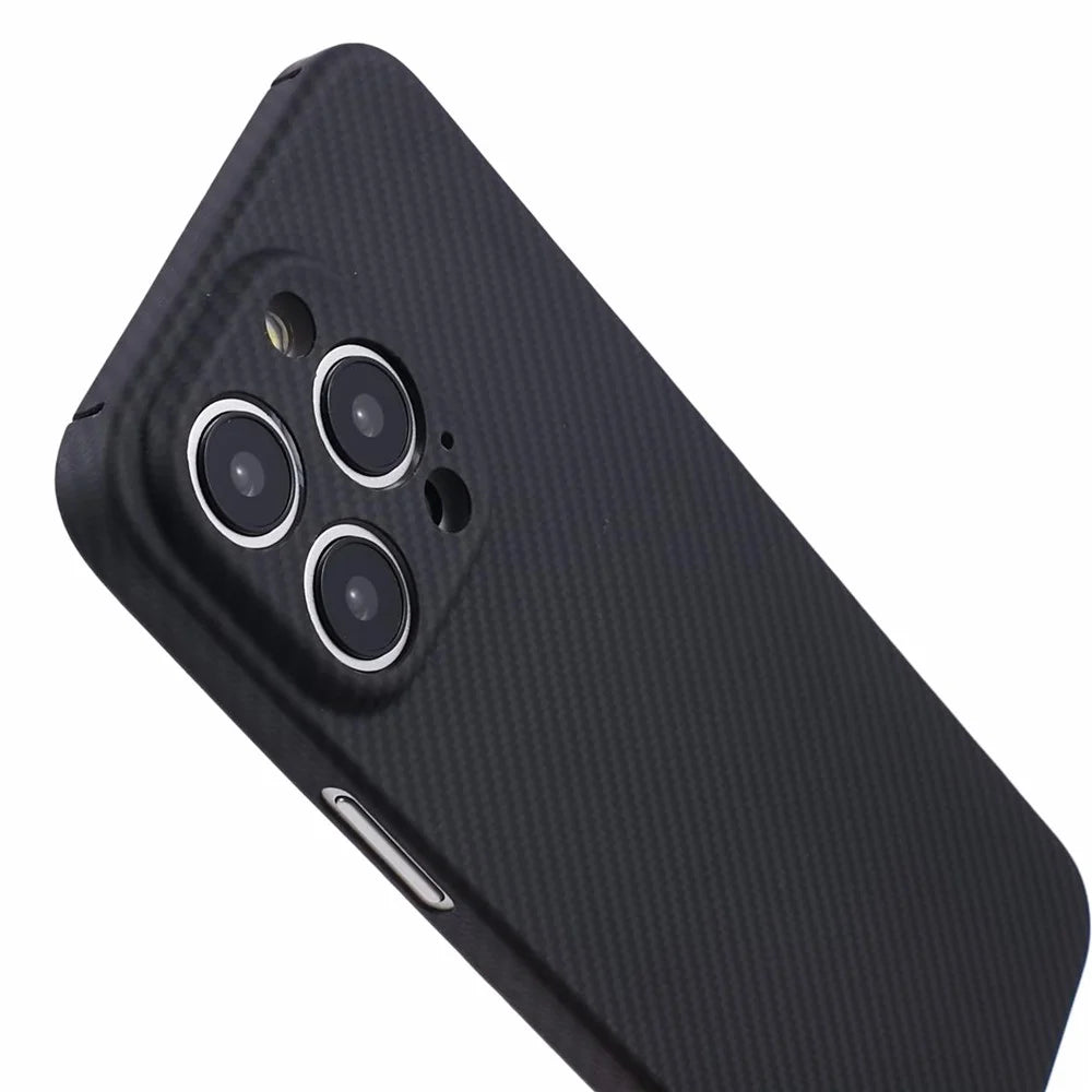 For iPhone 15 Pro Max Cell Phone Cases Carbon Fiber Texture Aramid Fiber Magnetic Cover - Matte Black - 7