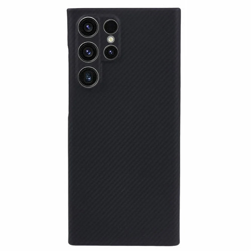 For Samsung Galaxy S22 Ultra 5G Cell Phone Case Black Fine Stripe Aramid Fiber Cover (Precise Lens Cutout) - 1