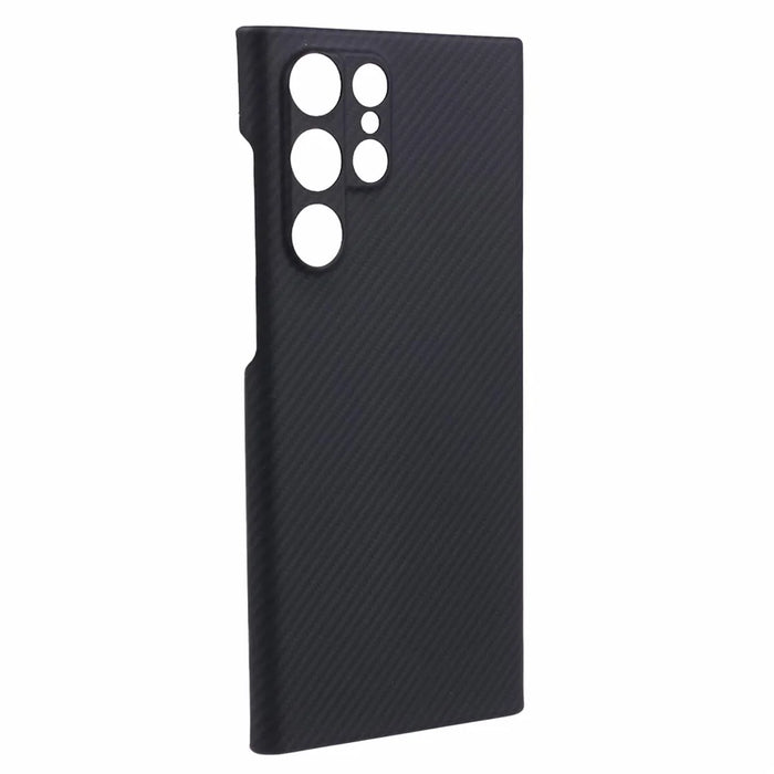 For Samsung Galaxy S22 Ultra 5G Cell Phone Case Black Fine Stripe Aramid Fiber Cover (Precise Lens Cutout) - 3