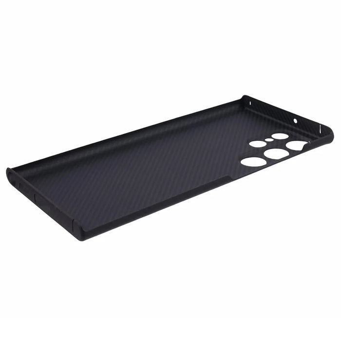 For Samsung Galaxy S22 Ultra 5G Cell Phone Case Black Fine Stripe Aramid Fiber Cover (Precise Lens Cutout) - 5