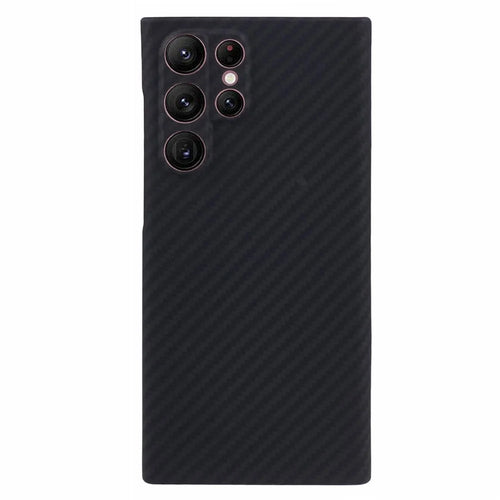 For Samsung Galaxy S22 Ultra 5G Case Slim-Fit 1500D Coarse Texture Aramid Fiber Phone Protector (Precise Cutout) - Black - 1