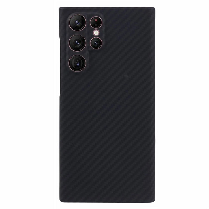 For Samsung Galaxy S22 Ultra 5G Case Slim-Fit 1500D Coarse Texture Aramid Fiber Phone Protector (Precise Cutout) - Black - 1