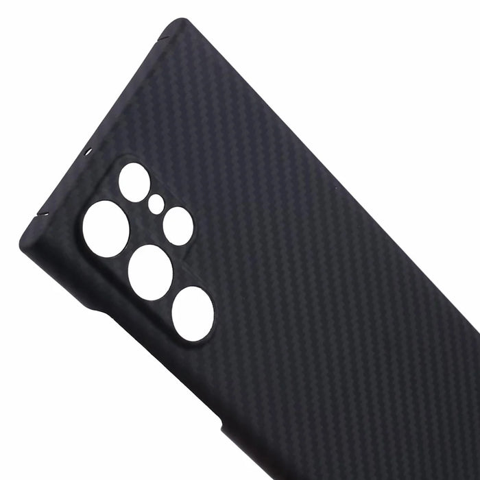 For Samsung Galaxy S22 Ultra 5G Case Slim-Fit 1500D Coarse Texture Aramid Fiber Phone Protector (Precise Cutout) - Black - 6