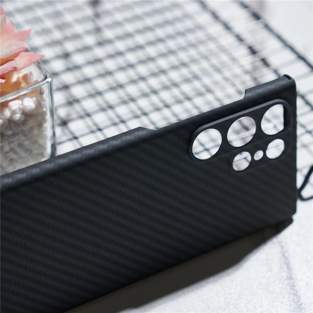 For Samsung Galaxy S23 Ultra Case 1500D Coarse Texture Aramid Fiber Anti-scratch Precise Cutout Phone Back Shell - Black - 6
