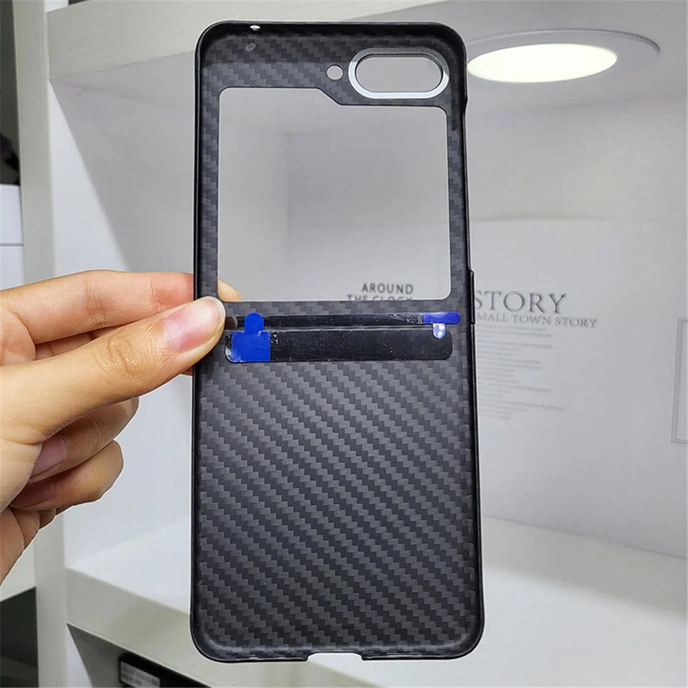 Phone Cover for Samsung Galaxy Z Flip5 5G Case 1500D Coarse Texture Aramid Fiber Phone Shell with Metal Rear Lens Frame - 2