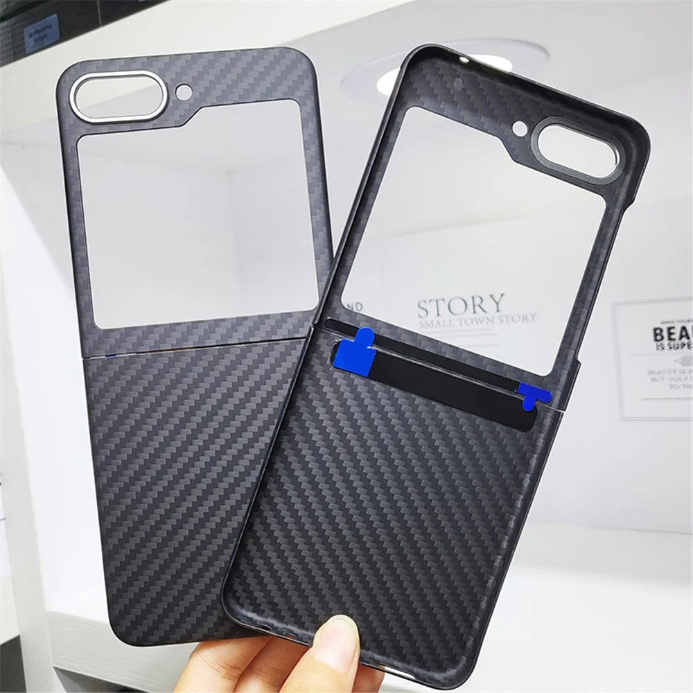 Phone Cover for Samsung Galaxy Z Flip5 5G Case 1500D Coarse Texture Aramid Fiber Phone Shell with Metal Rear Lens Frame - 3