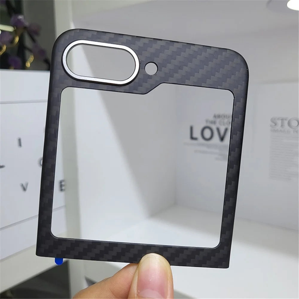Phone Cover for Samsung Galaxy Z Flip5 5G Case 1500D Coarse Texture Aramid Fiber Phone Shell with Metal Rear Lens Frame - 5