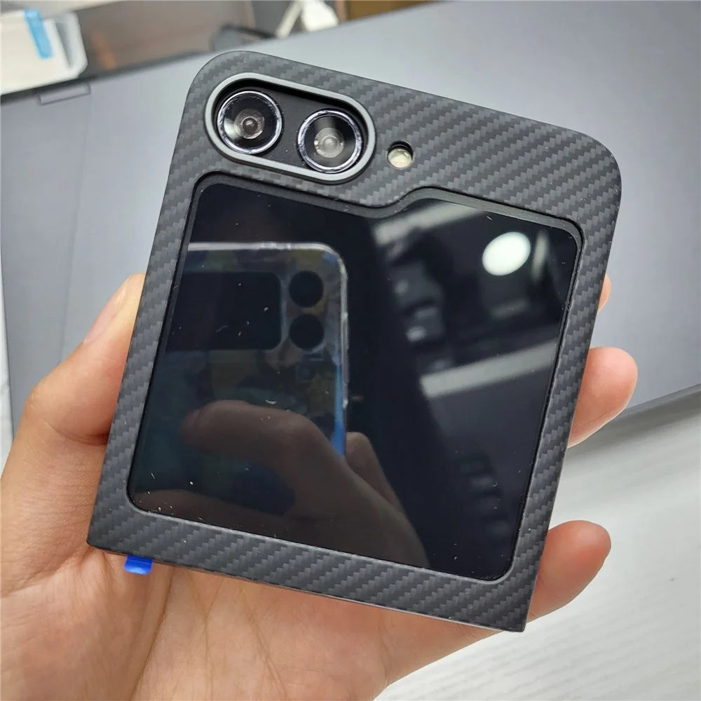 For Samsung Galaxy Z Flip5 5G Case 600D Fine Texture Metal Lens Frame Aramid Fiber Phone Shell - 4