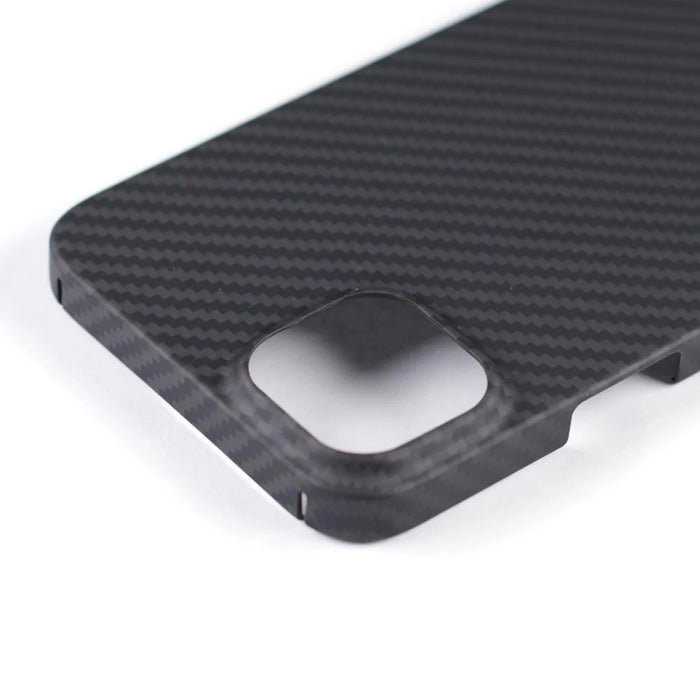 For iPhone 13 Case 1500D Coarse Texture Aramid Fiber Phone Cover with Big Lens Cutout - Black - 6