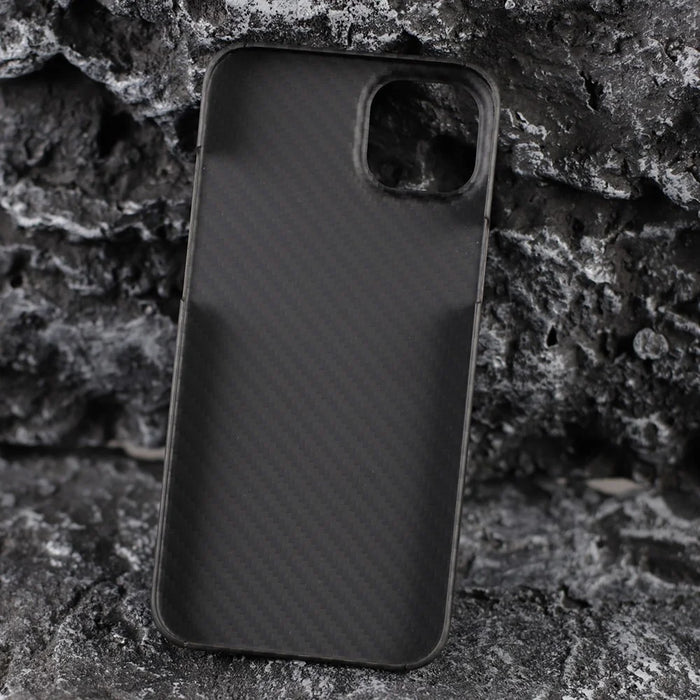 For iPhone 13 Case 1500D Coarse Texture Aramid Fiber Phone Cover with Big Lens Cutout - Black - 7