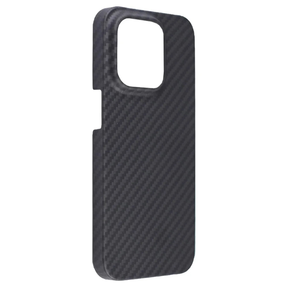 For iPhone 15 Pro Max Phone Cover 1500D Coarse Texture Aramid Fiber Slim-Fit Phone Case - Black - 3