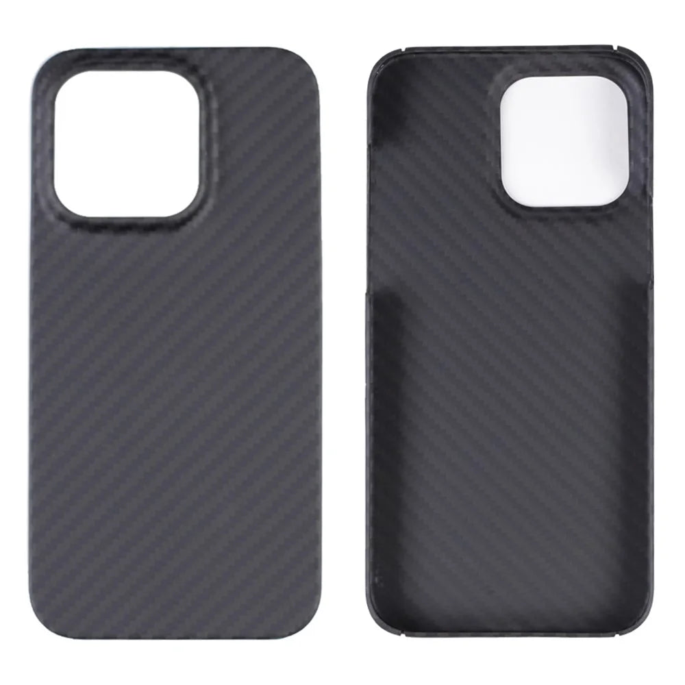For iPhone 15 Pro Max Phone Cover 1500D Coarse Texture Aramid Fiber Slim-Fit Phone Case - Black - 4
