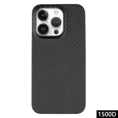 For iPhone 15 Plus Black Phone Cover Big Lens Cutout Aramid Fiber 1500D Coarse Texture Phone Case - 1