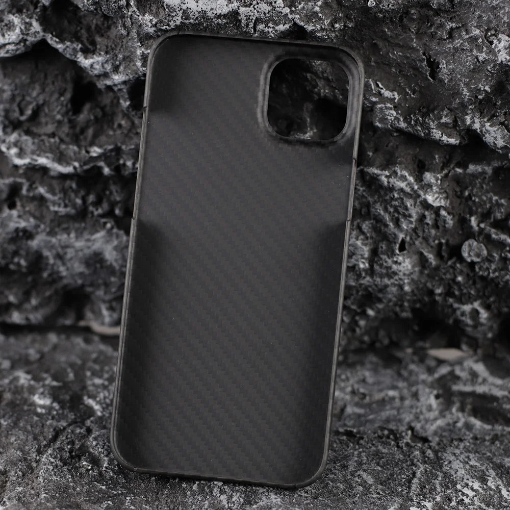 For iPhone 14 Plus Case 1500D Coarse Texture Big Lens Cutout Black Aramid Fiber Mobile Phone Shell - 7