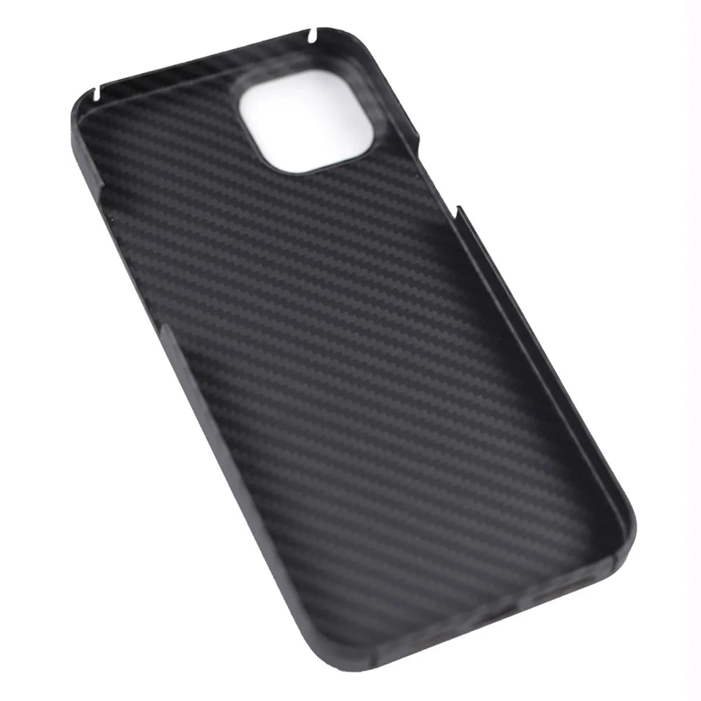 For iPhone 15 Case 1500D Coarse Texture Aramid Fiber Black Cell Phone Shell with Big Lens Cutout - 5