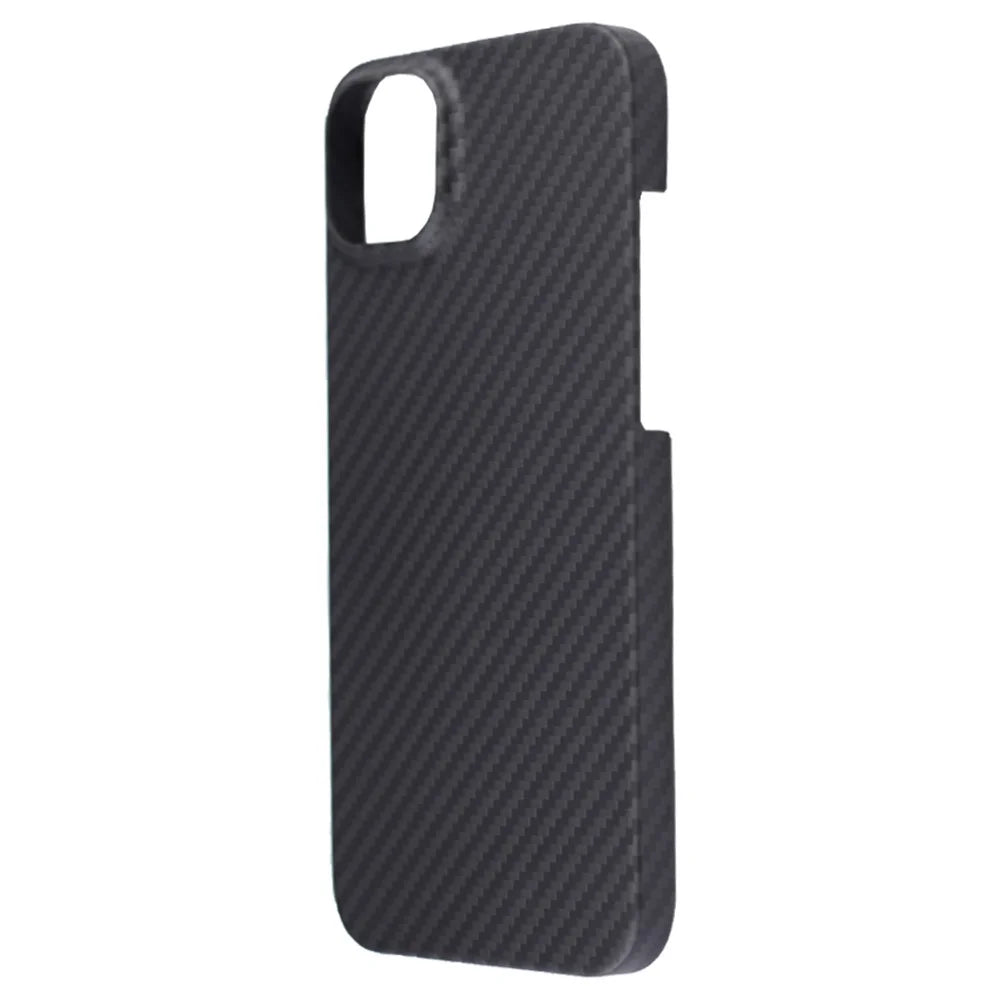 For iPhone 14 Mobile Phone Case Black Aramid Fiber 1500D Coarse Texture Cover with Big Lens Cutout - 2