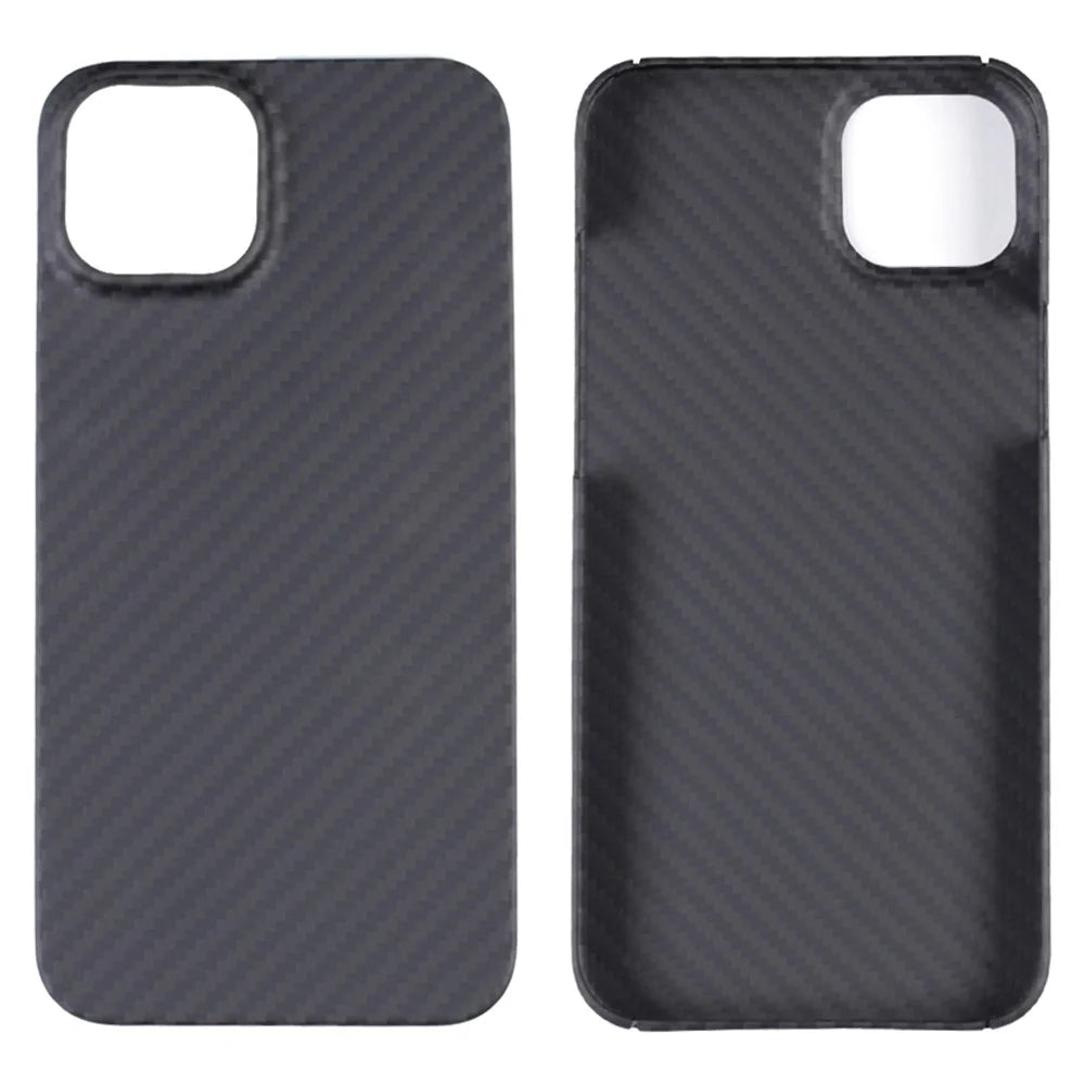 For iPhone 14 Mobile Phone Case Black Aramid Fiber 1500D Coarse Texture Cover with Big Lens Cutout - 4