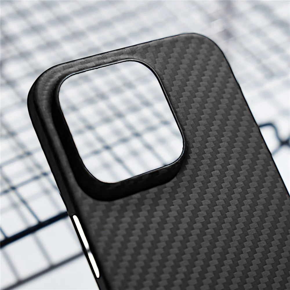 Black Phone Shell for iPhone 15 Pro Case 1500D Coarse Texture Aramid Fiber Phone Cover (Big Lens Cutout) - 5