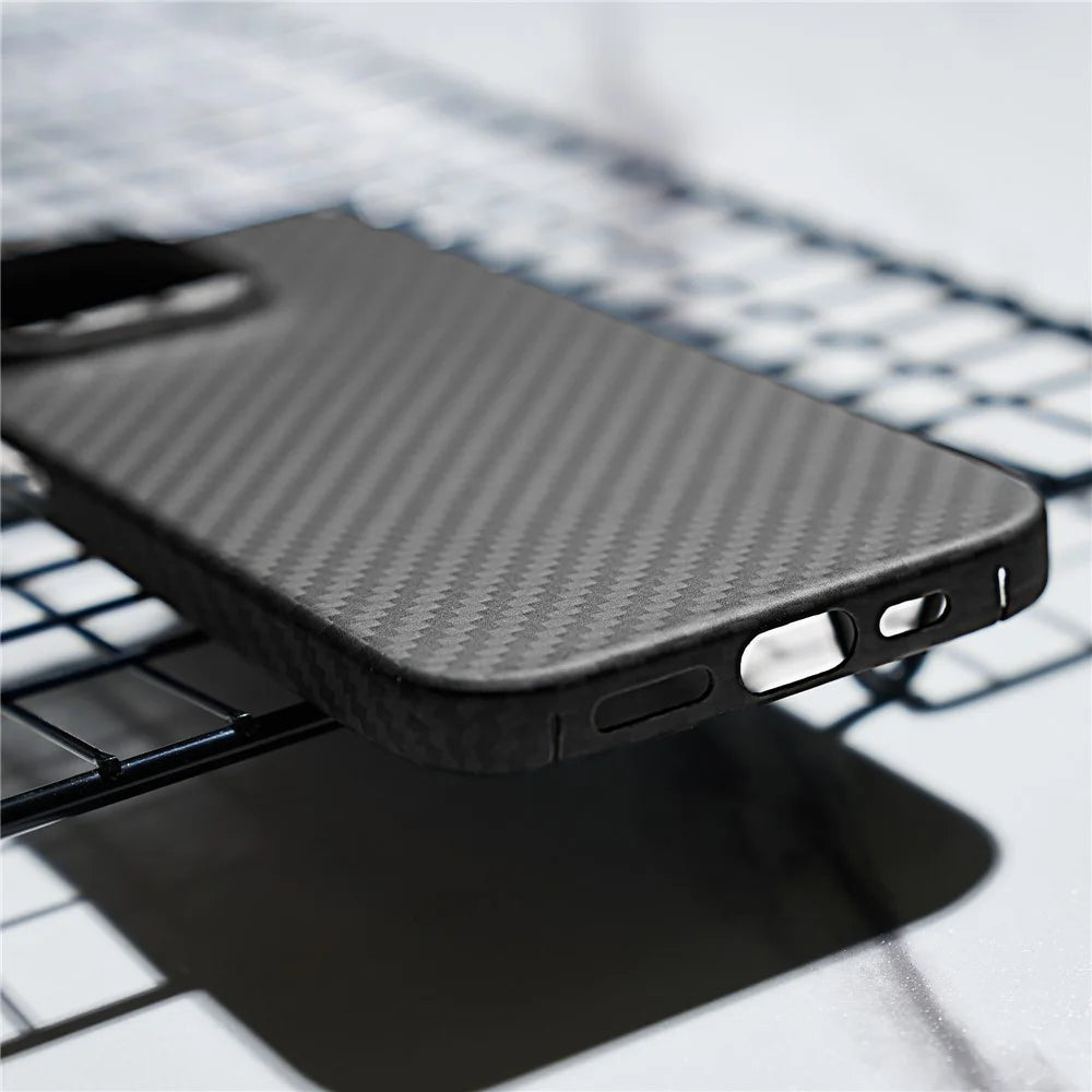 Black Phone Shell for iPhone 15 Pro Case 1500D Coarse Texture Aramid Fiber Phone Cover (Big Lens Cutout) - 7
