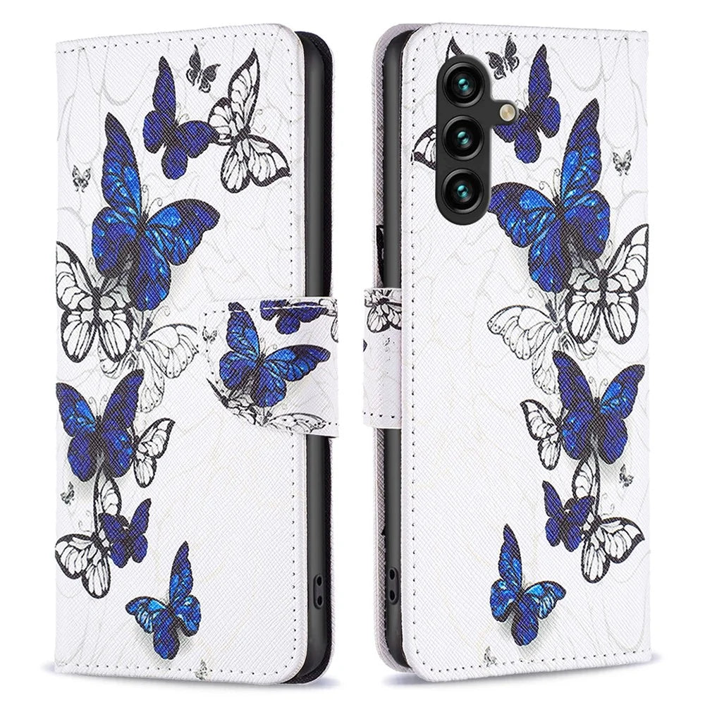 For Samsung Galaxy A35 5G Leather Case Pattern Printing Phone Wallet Cover - Butterflies - 1