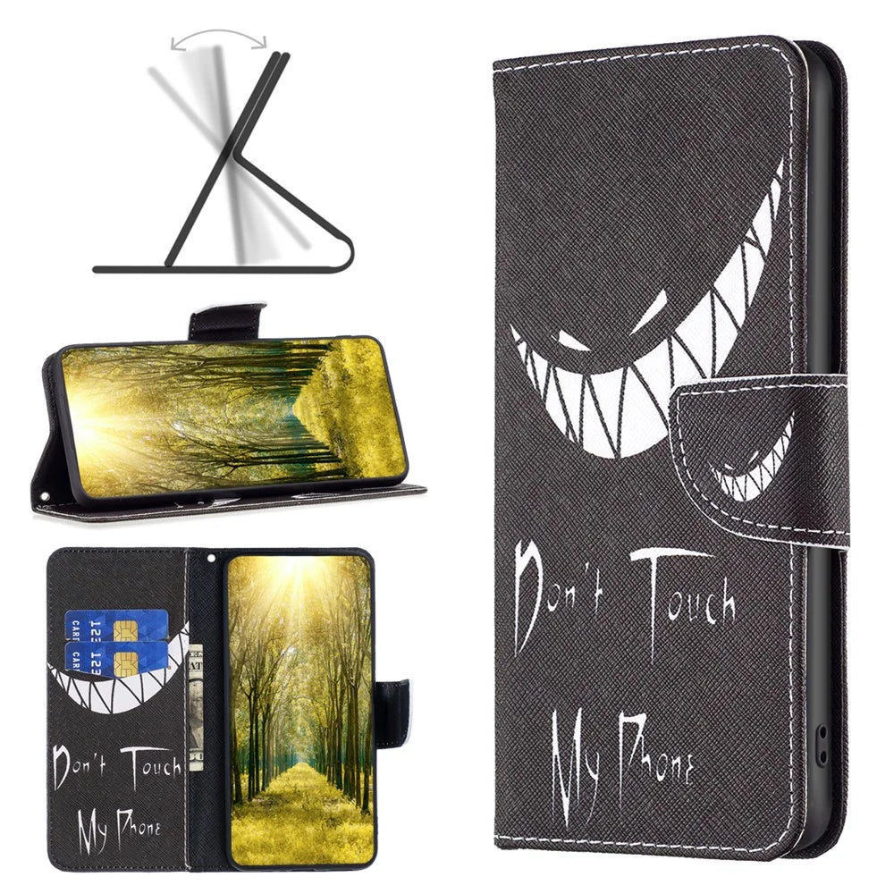 For Samsung Galaxy A35 5G Phone Case PU Leather Pattern Wallet Cover - Don't Touch My Phone - 6