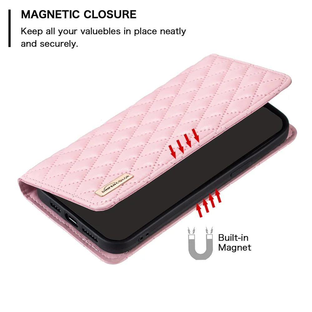 BINFEN COLOR BF Style-16 For Samsung Galaxy A35 5G Case Stand Phone Cover with Card Holder - Pink - 4