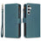 BF Style-19 For Samsung Galaxy A35 5G Case Zipper Pocket Phone Leather Cover - Green - 1
