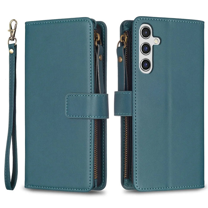 BF Style-19 For Samsung Galaxy A35 5G Case Zipper Pocket Phone Leather Cover - Green - 1
