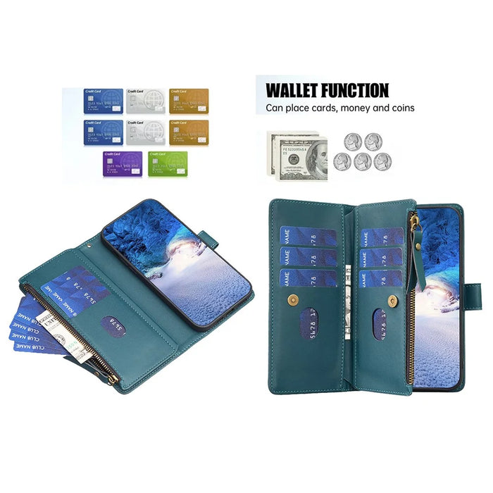 BF Style-19 For Samsung Galaxy A35 5G Case Zipper Pocket Phone Leather Cover - Green - 3