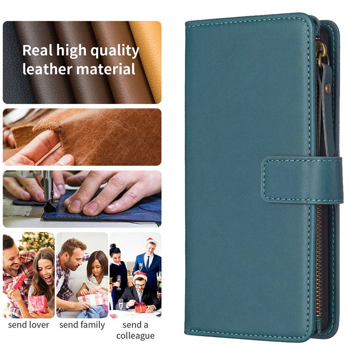 BF Style-19 For Samsung Galaxy A35 5G Case Zipper Pocket Phone Leather Cover - Green - 4