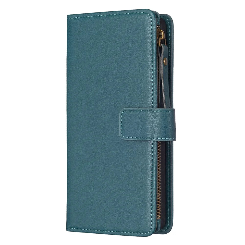 BF Style-19 For Samsung Galaxy A35 5G Case Zipper Pocket Phone Leather Cover - Green - 6