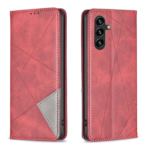 For Samsung Galaxy A35 5G Case Card Holder Magnetic Closing Leather Cover - Red - 1