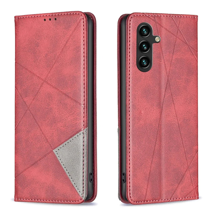 For Samsung Galaxy A35 5G Case Card Holder Magnetic Closing Leather Cover - Red - 1
