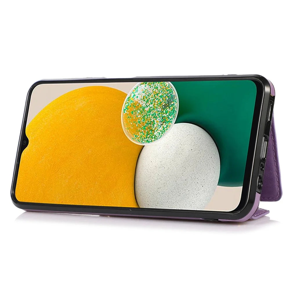 For Samsung Galaxy S24 Case PU Leather Coated TPU Phone Guard Cover with Card Slot - Purple - 2