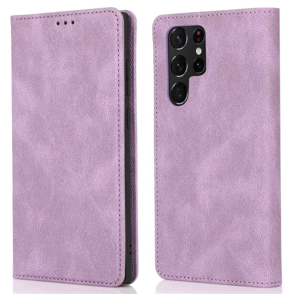 For Samsung Galaxy S24 Ultra TPU+PU Leather Phone Case Magnetic Stand Wallet Cover - Purple - 1