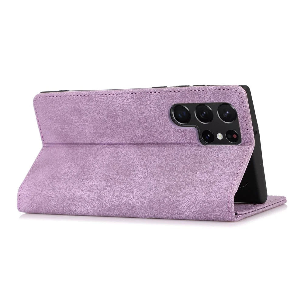 For Samsung Galaxy S24 Ultra TPU+PU Leather Phone Case Magnetic Stand Wallet Cover - Purple - 4