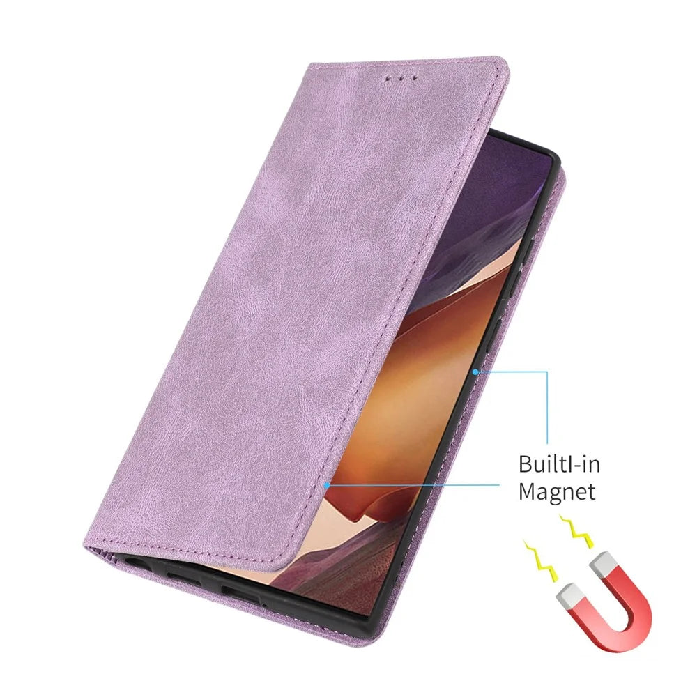 For Samsung Galaxy S24 Ultra TPU+PU Leather Phone Case Magnetic Stand Wallet Cover - Purple - 5