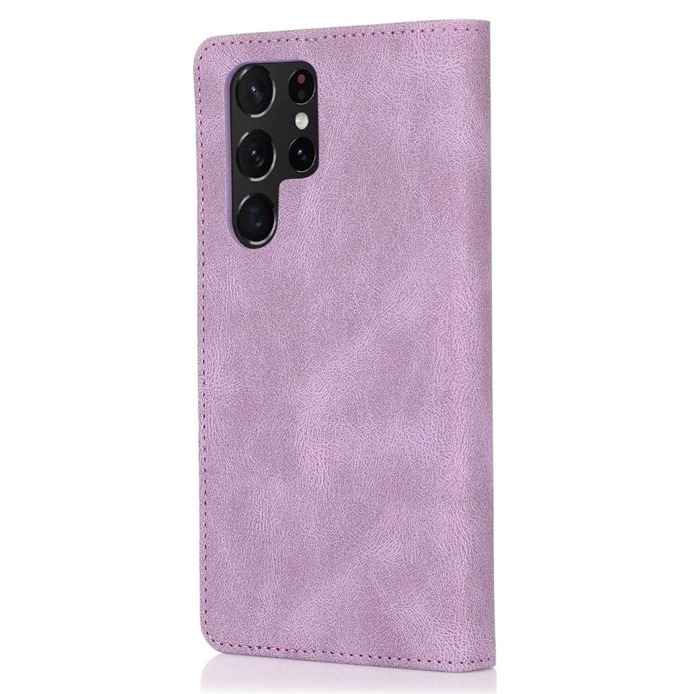 For Samsung Galaxy S24 Ultra TPU+PU Leather Phone Case Magnetic Stand Wallet Cover - Purple - 7
