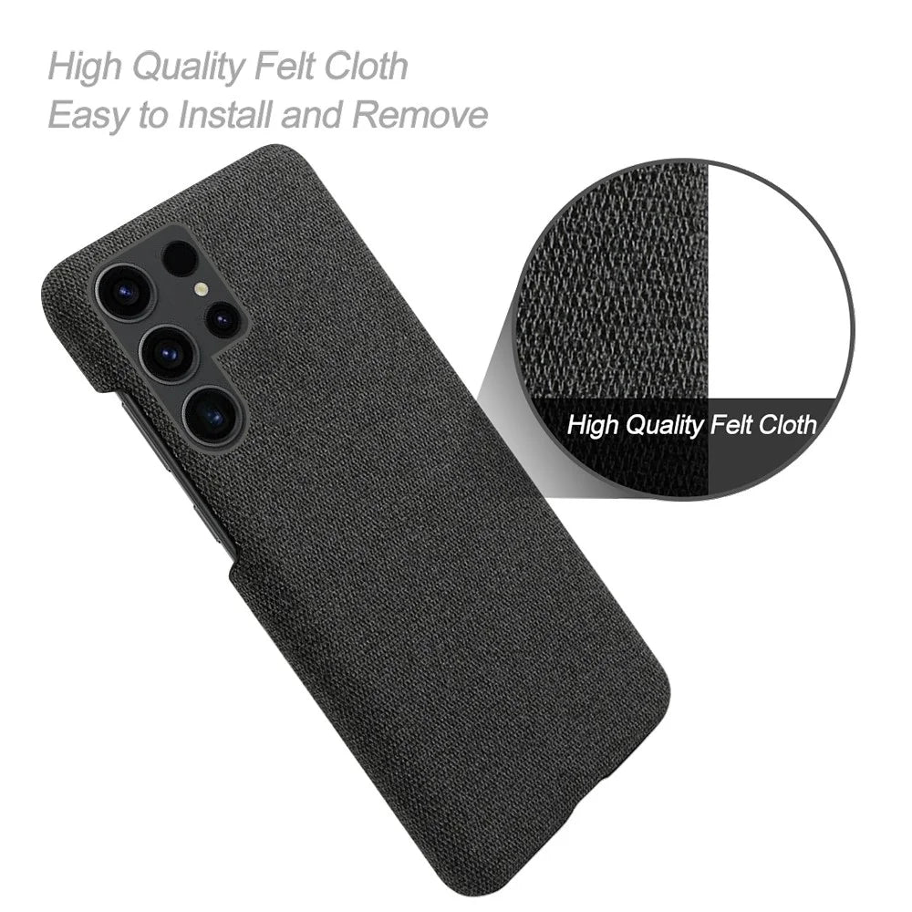 Phone Cover for Samsung Galaxy S24 Ultra Case Dustproof Cloth+PC Phone Shell - Black - 4