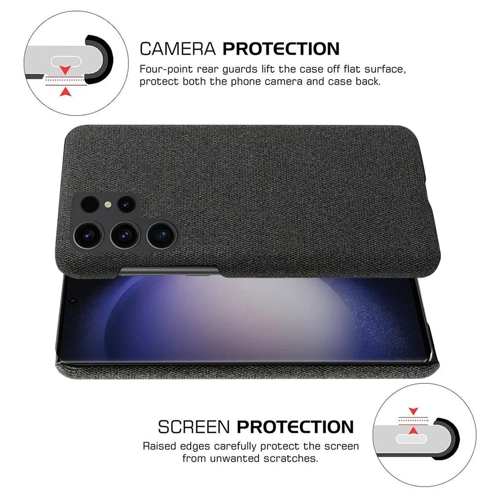 Phone Cover for Samsung Galaxy S24 Ultra Case Dustproof Cloth+PC Phone Shell - Black - 5