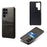 For Samsung Galaxy S24 Ultra Phone Back Protector PU+Hard PC Case with Dual Card Slots - Black - 5