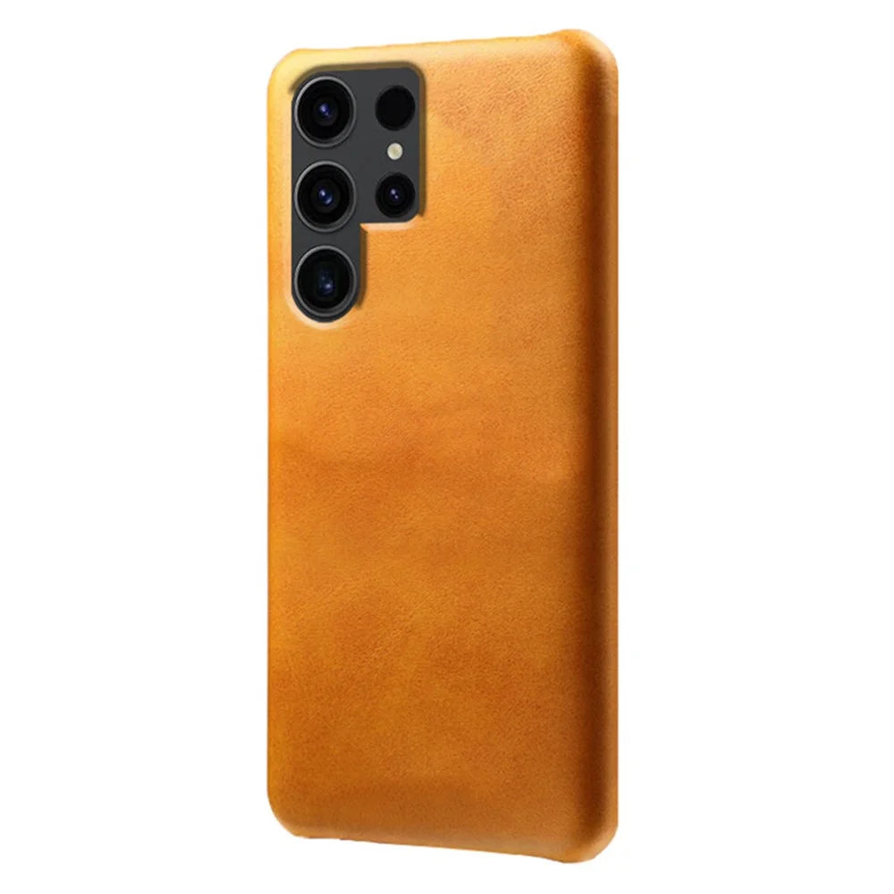 For Samsung Galaxy S24 Ultra Phone Case PU Leather + PC Cover Calf Texture Phone Shell - Orange - 2