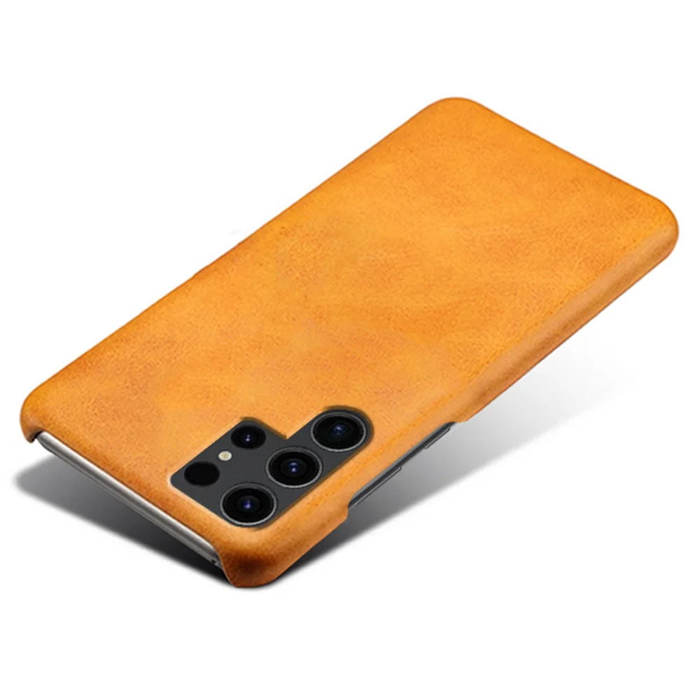 For Samsung Galaxy S24 Ultra Phone Case PU Leather + PC Cover Calf Texture Phone Shell - Orange - 3