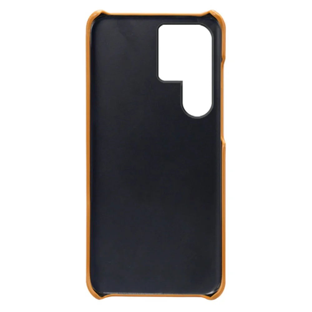 For Samsung Galaxy S24 Ultra Phone Case PU Leather + PC Cover Calf Texture Phone Shell - Orange - 4