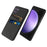 For Samsung Galaxy S24 Case Anti-Scratch Phone Cover PC+Cloth Shell with 2 Card Slots - Black - 1