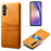 For Samsung Galaxy S24 Case PU+Hard PC Phone Protector with Dual Card Slots - Orange - 1