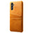 For Samsung Galaxy S24 Case PU+Hard PC Phone Protector with Dual Card Slots - Orange - 2