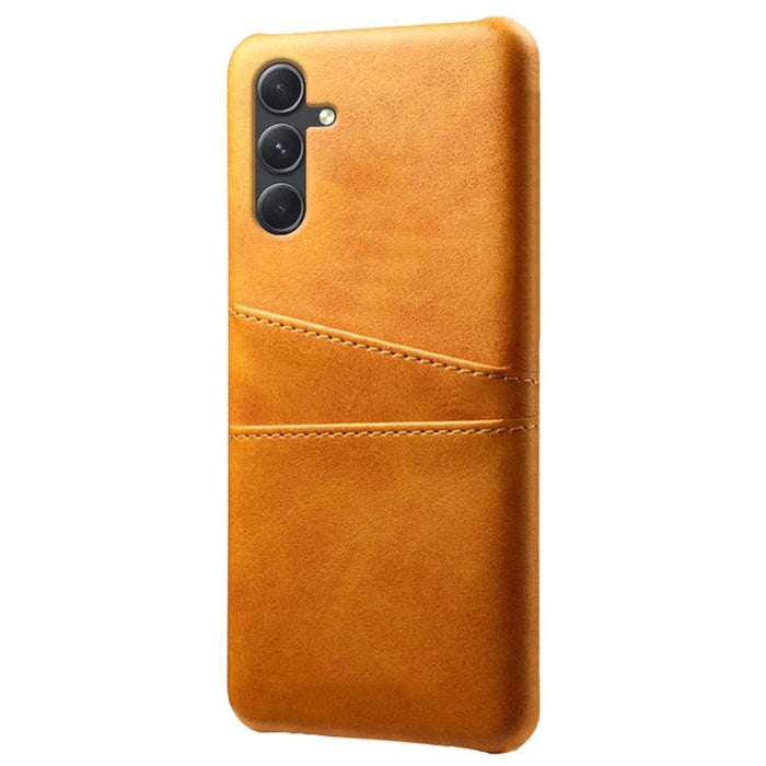 For Samsung Galaxy S24 Case PU+Hard PC Phone Protector with Dual Card Slots - Orange - 2